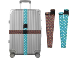 Conjunto De 2 Cintas Bagagem Com Fundo Azul Escuro E Estampa Folhas Outono, E Fundo Azul Com Lhama Cacto Cintas De