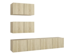 Tv Cabinet Set, Tv Cabinet Sets Vidaxl Marrom Madeira Processada (n/a)