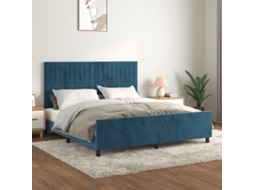 Estrutura De Cama Sem Colchão 160x200 Cm Veludo Azul-escuro