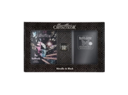 Conjunto De Lápis De Cor Metálicos Cretacolor Com Caderno De Desenho Preto