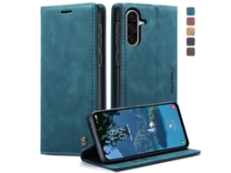 Capa Para Samsung Galaxy A56 Multifuncional Horizontal De Couro Azul