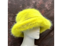 Boné de Cubeta de Pelo Falso ZORRO Arcoíris Fluffy Quente Inverno Outono Mulher Tamanho 58 60cm Amarelo Brilhante