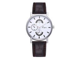 Reloj De Pulsera Para Hombre Con Correa De Pu Y Movimiento De Cuarzo Casual Moderno Marrón