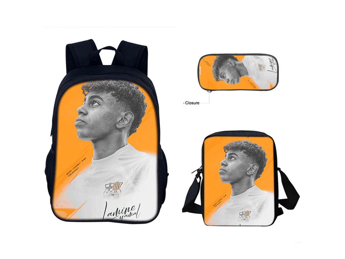 Conjunto De Três Peças Com Motivos De Estrelas Do Futebol, Incluindo Mochila + Mala A Tiracolo + Bolsa Para Material Escolar, Modelo 10