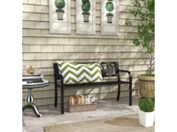 Banco Jardim Aço Braço Decorados 2 Lugares Encosto Apoios Preto 125x50x75 Cm