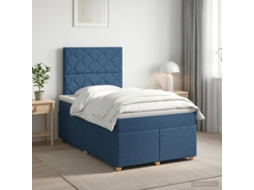 Vidaxl Cama Box Spring Com Colchão Azul 120 X 190 Cm Tecido