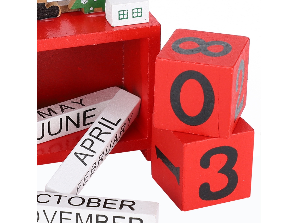 Enfeites Calendário Natal 2 Peças Madeira Presente Vermelho