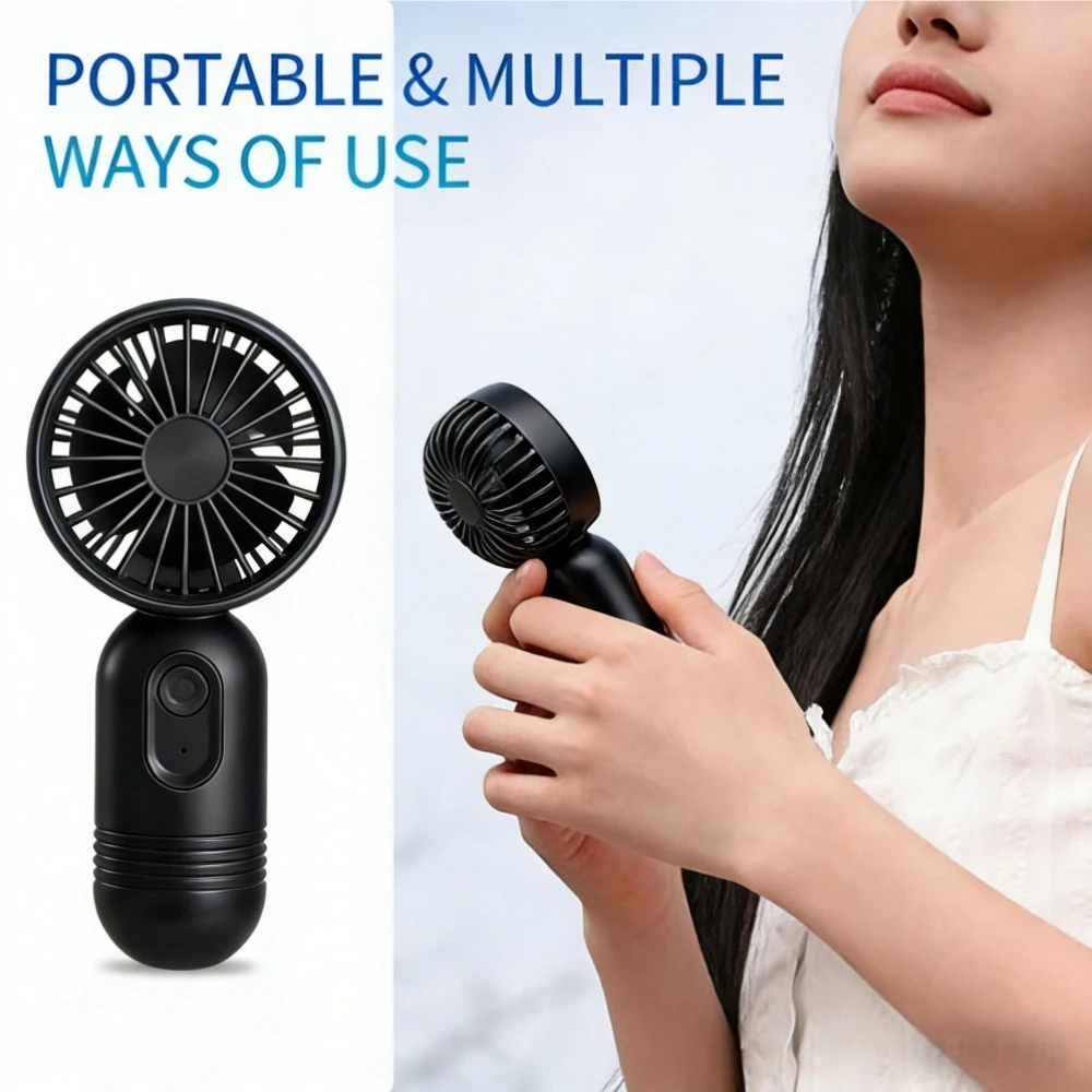 Ventilador de Mão MDUG recarregável, 3 velocidades (preto)