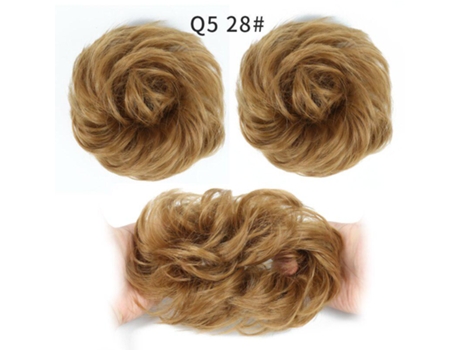 Coque Sintético Despenteado Com Elástico Para Cabelo - Fibra De Alta Temperatura, 10cm - Castanho Avermelhado