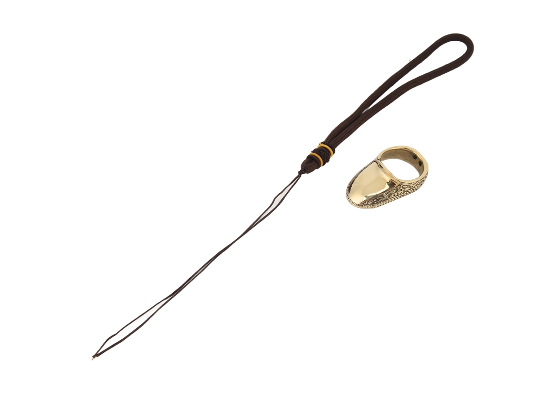 Omni-anel De Polegar Para Arco De Latão Gravado À Mão Protetor De Dedo Com Corda Anti-perdida Para Caça Ao Ar Livre 22mm