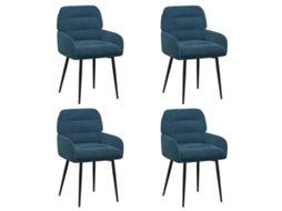 Conjunto 4 Cadeira De Jantar Vidaxl Azul Veludo (59 X 59,5 X 90 Cm)