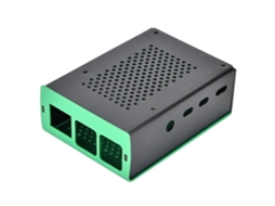 Gabinete de alumínio preto para Raspberry Pi 4 modelo B com dissipador de calor e suporte (verde)