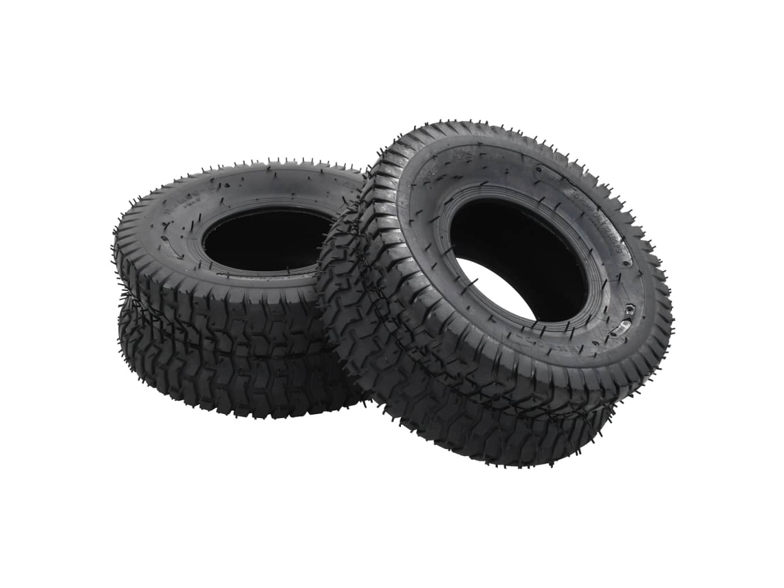 Vidaxl Conj. Pneus E Câmaras P/ Carro Mão 4 Pcs 15x6.00-6 4pr Borracha