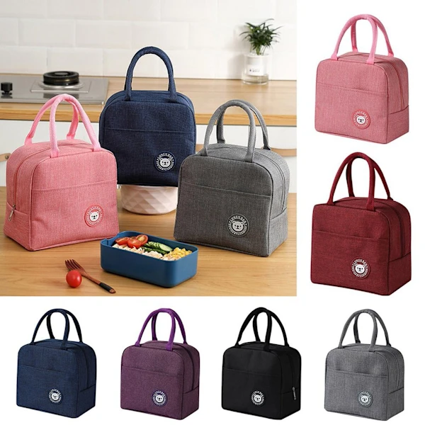 Bolsa Térmica Portátil Para Almoço, Cor Cinza, Isolamento Para Alimentos