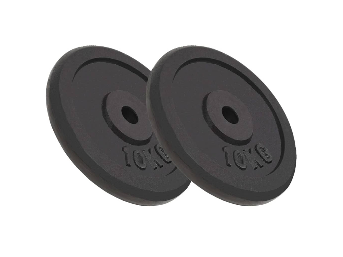 Vidaxl Discos De Musculação 2 Pcs 2x10 Kg Ferro Fundido