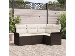 Vidaxl Conjunto De Sofá De Jardim 4 Unid. Castanho Vime Pe