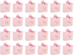 Conjunto De 24 Caixas Lembrancinhas Papel Com Fita, Cor Rosa, Ideais Para Casamentos, Aniversários E Decorações Festivas