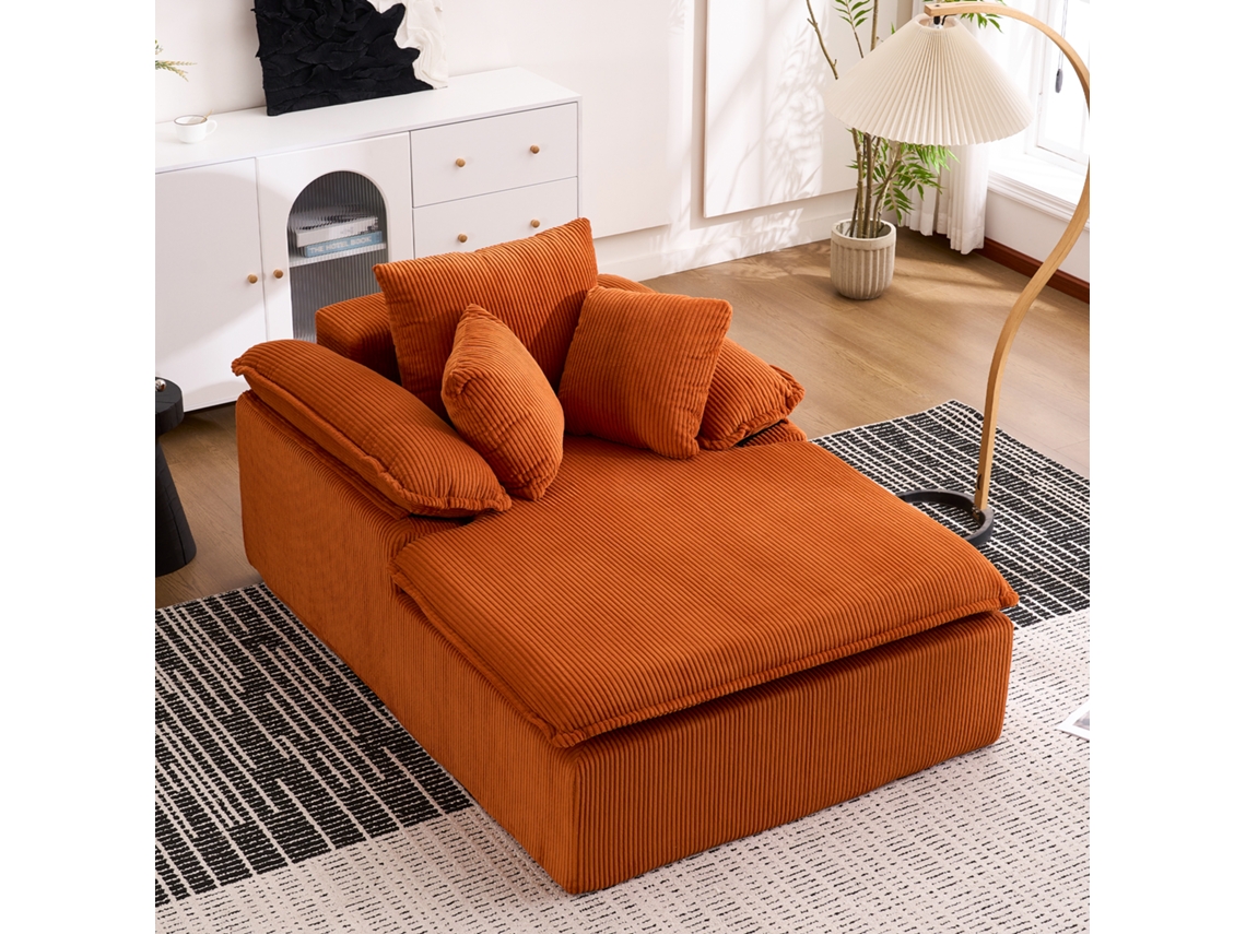 Sofá Reclinável 46 Cm - Design Interior, Sem Estrutura, Braços Largos, Sem Instalação - Laranja