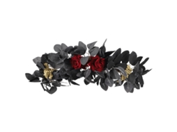 Laxiscreed Cornija De Simulação Black Rose Leaf Para Decoração De Porta Halloween