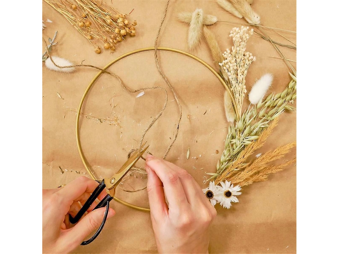 Kit De 6 Tiras De Anel Floral De Metal De 8 Polegadas Com 6 Suportes De Madeira, Para Decoração De Mesa