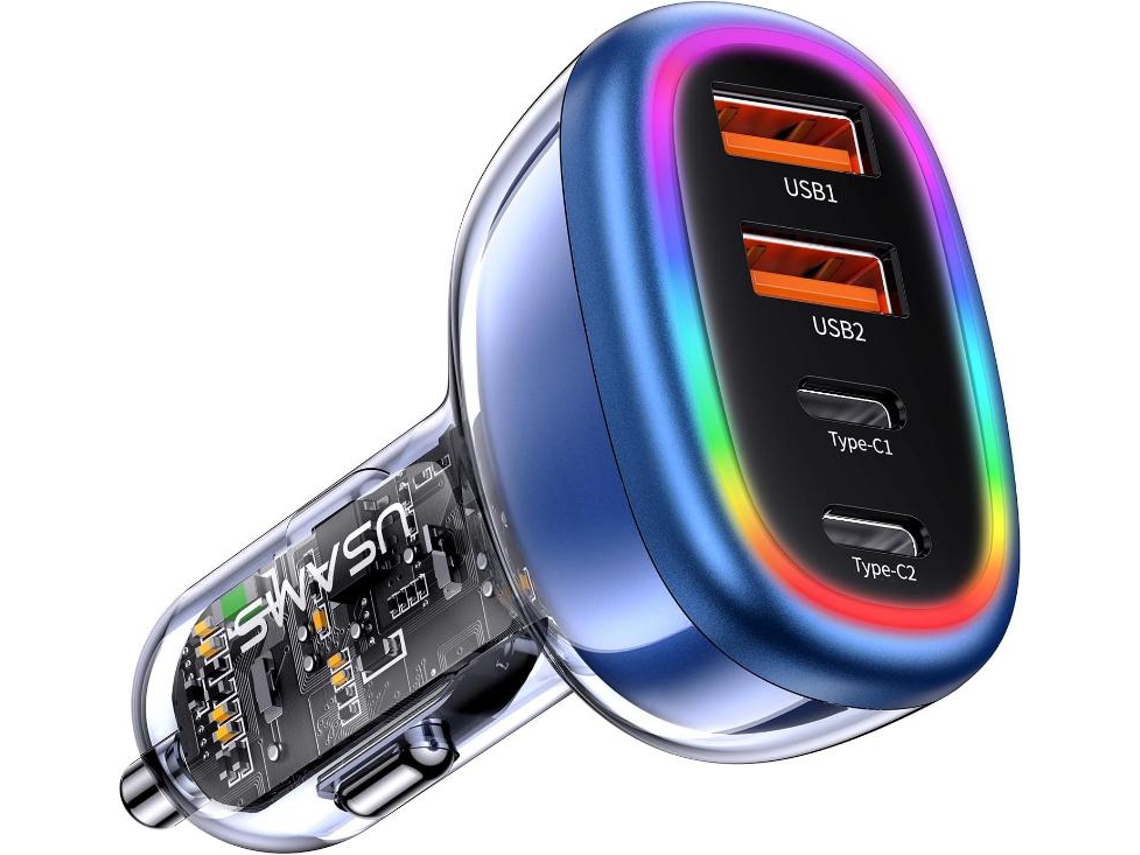 Carregador Isqueiro Yizhood Us Cc169 Rgb Transparente Preto