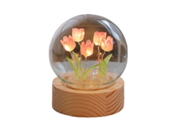 Luz de Noite Tulipa Rosa Decoração Residencial