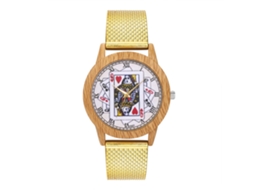 Relógio Analógico de Quartzo Zhoulianfa com Pulseira de Aço Mesh Simples e Elegante (ouro)