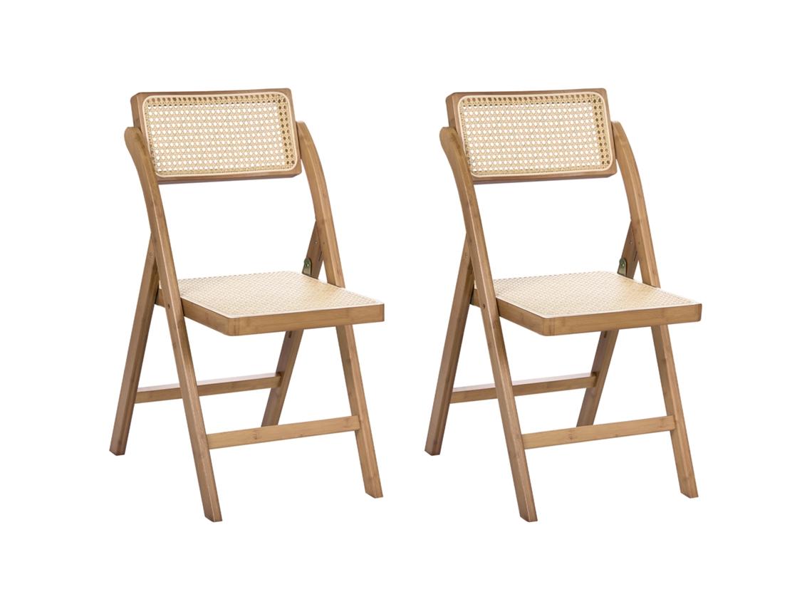 Cadeiras Dobráveis Com Encosto Ajustável Beliani Modane De Bambu Castanho 45x54x83