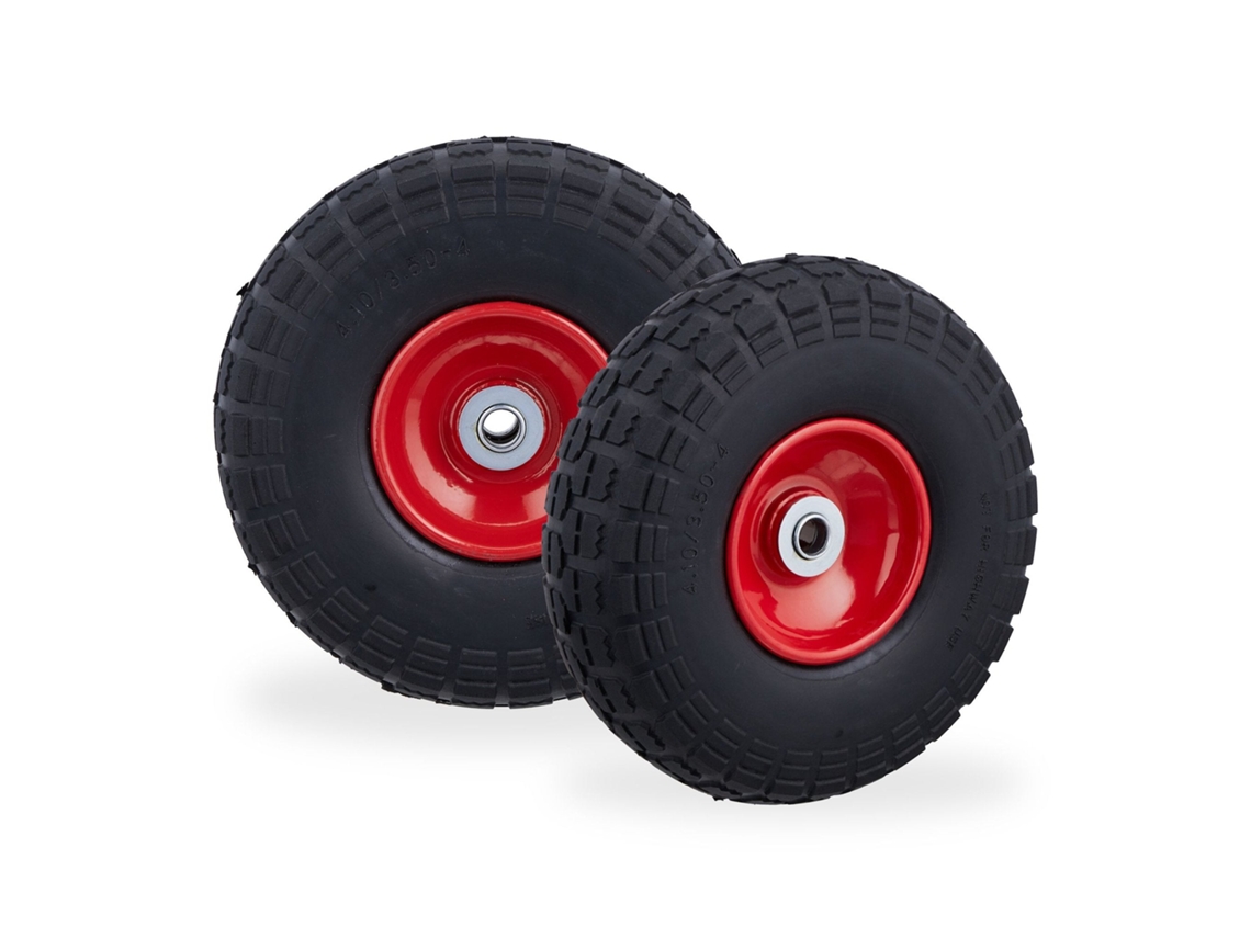 Conjunto de 2 Pneus Pu para Carrinho De Mão 4.1/3.5-4 Antifuros