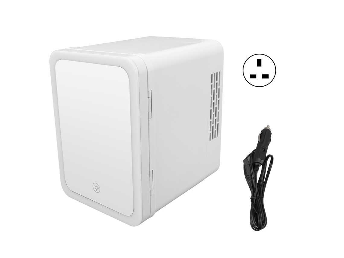 Frigorífico portátil 4l, com espelho LED, dual quente/frio, ajustável, para camping e escritório