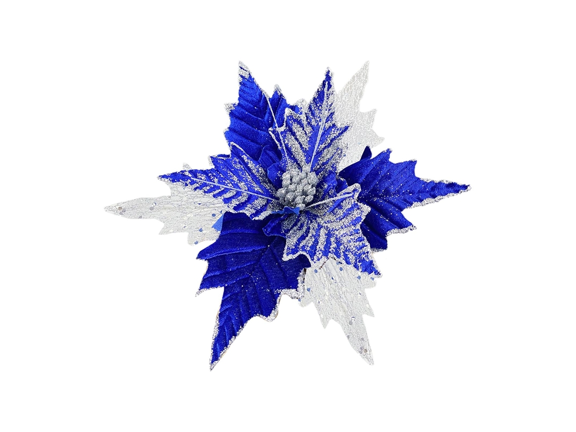 Laxiscreed Flor Artificial De Natal Com Pó De Ouro Para Árvores E Decoração Festiva Azul