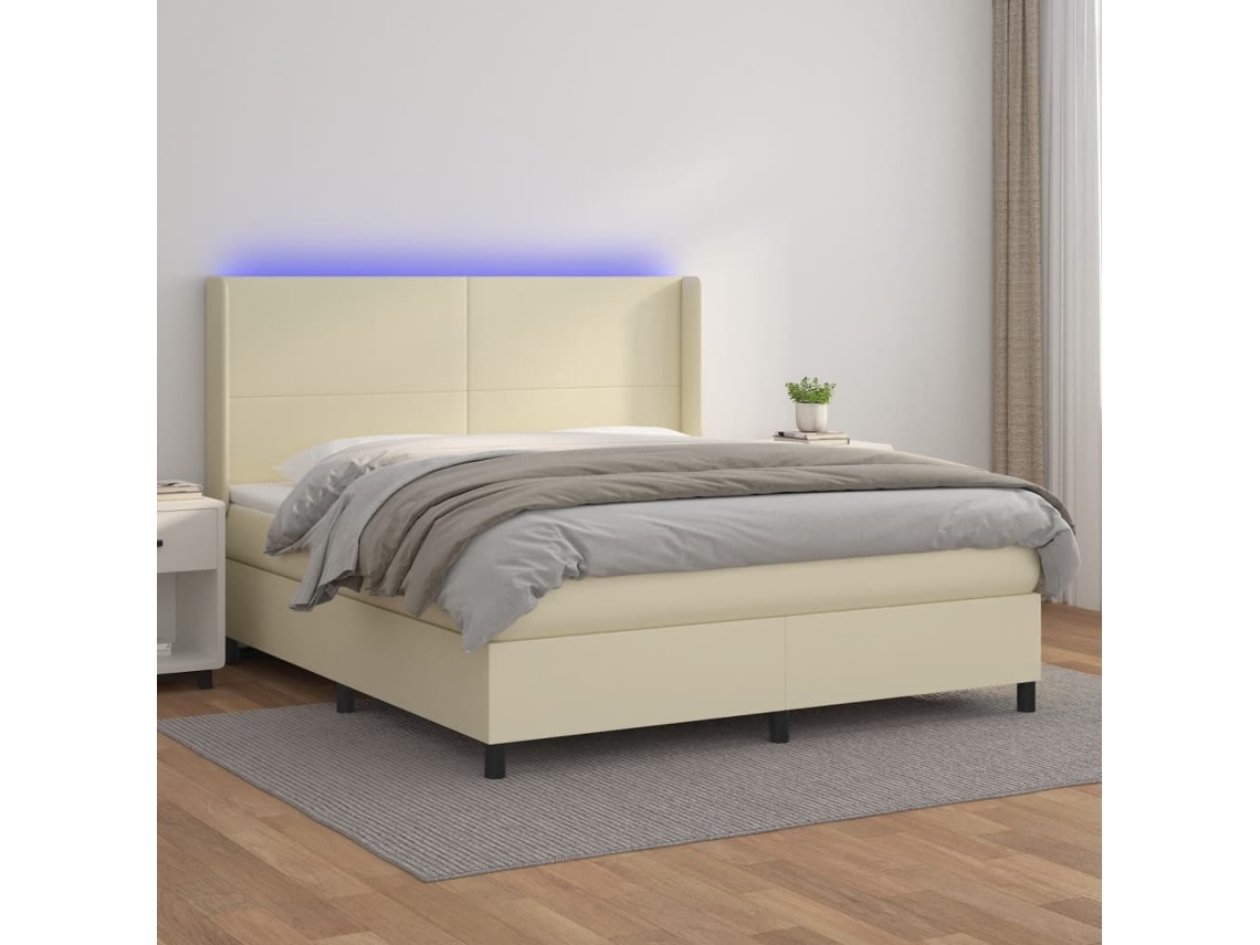 Box Spring Bed, Box Spring Beds Vidaxl Creme Couro Artificial (180 X 200 Cm)