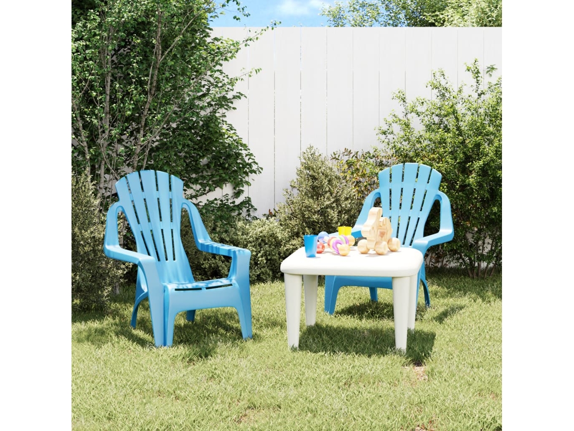 Cadeiras De Jardim Infantis 2 Pcs Pp Aspeto De Madeira Azul Dkd Home Decor