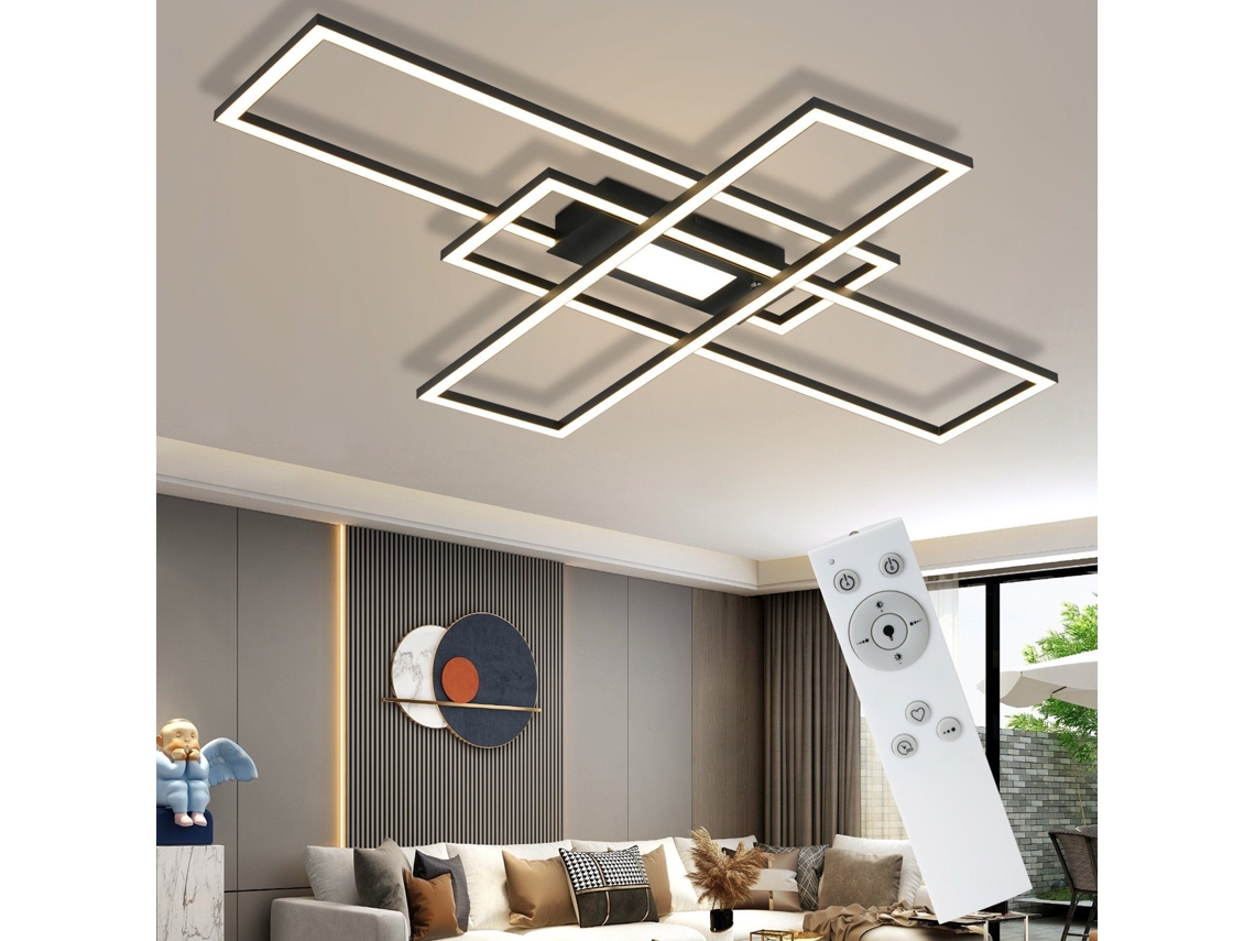 Led Lâmpada De Teto Preta Para Sala De Estar Lâmpada Moderna Regulável Com Controle Remoto 50 W Quarto Grande Para Cozinha Corredor Nettlife