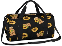 Bolsa Esportiva Urso e Girassol POLÍESTER 45x21x23 cm