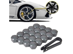 Capas De Porca De Roda Com Bloqueio Para Carro 20 Peças 17mm Caps De Porca Em Plástico Abs Universal Cinza