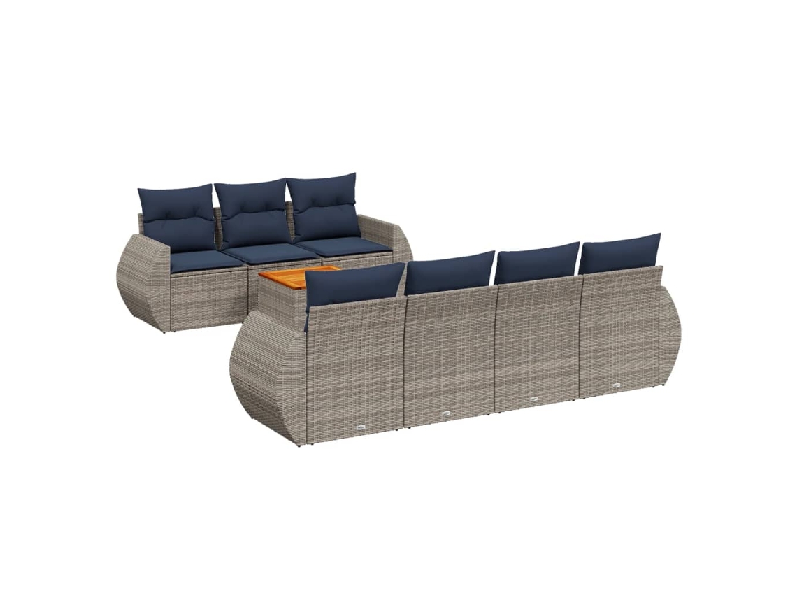 Conjunto de Sofá de Jardim, 8 Peças, Almofadas, Rattan Cinza MAISON EXCLUSIVE