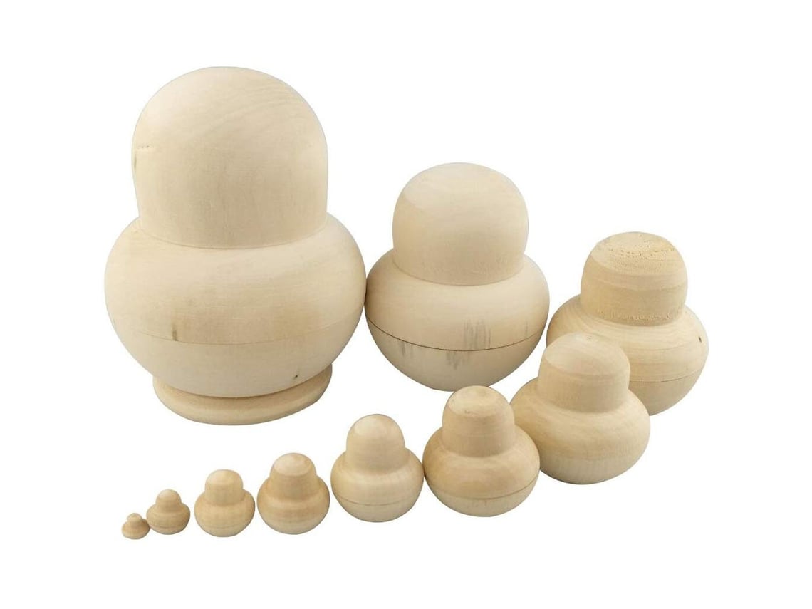 Ats 10 Peças de Bonecas Rusas Nesting Sem Pintura 10 Camadas de Madeira Brinquedo Decoração Presente de Aniversário