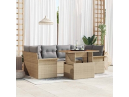 Vidaxl Conjunto De Sofá De Jardim 7 Unid. Bege E Cinzento Claro