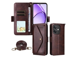 Capa Transversal De Couro Bovino Com Vários Compartimentos Para Cartões Para Oppo A3 Pro Global / A80