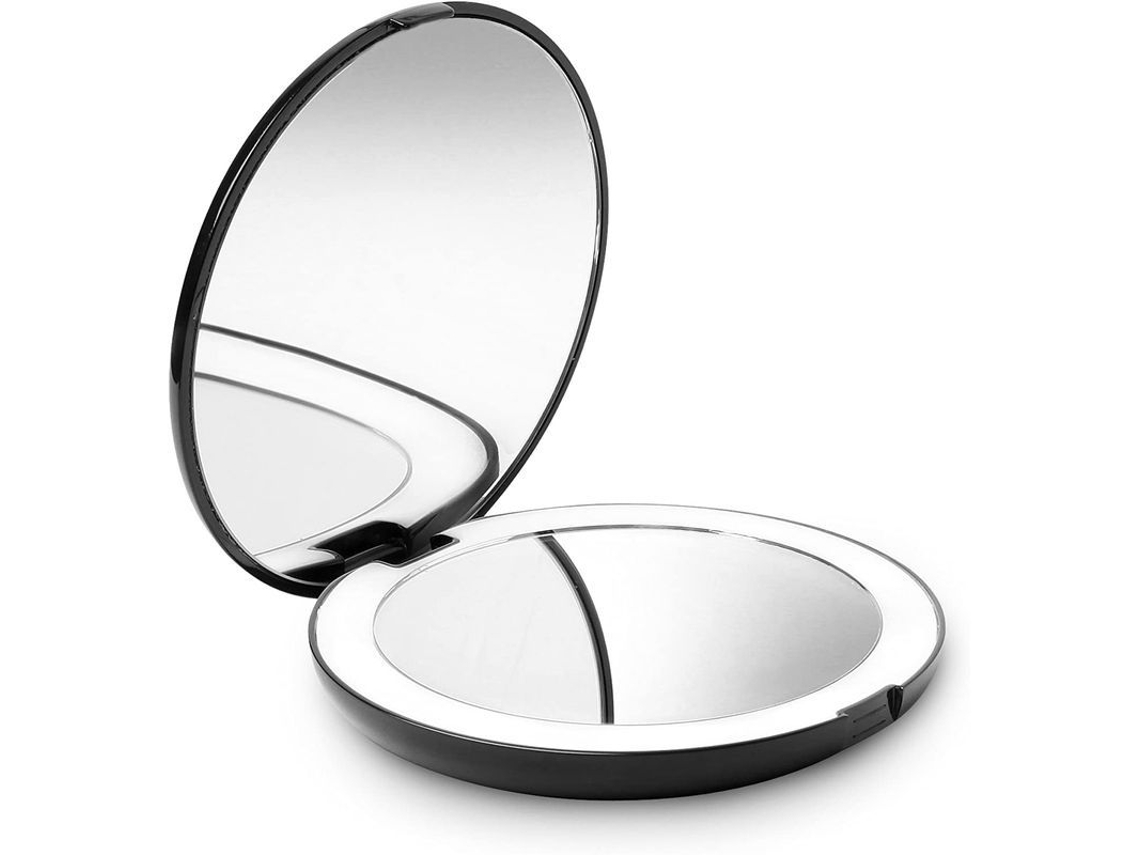Espelho de Maquiagem Portátil com Luz Led 1x/10x Natural Compacto para Viagens S/MARCA