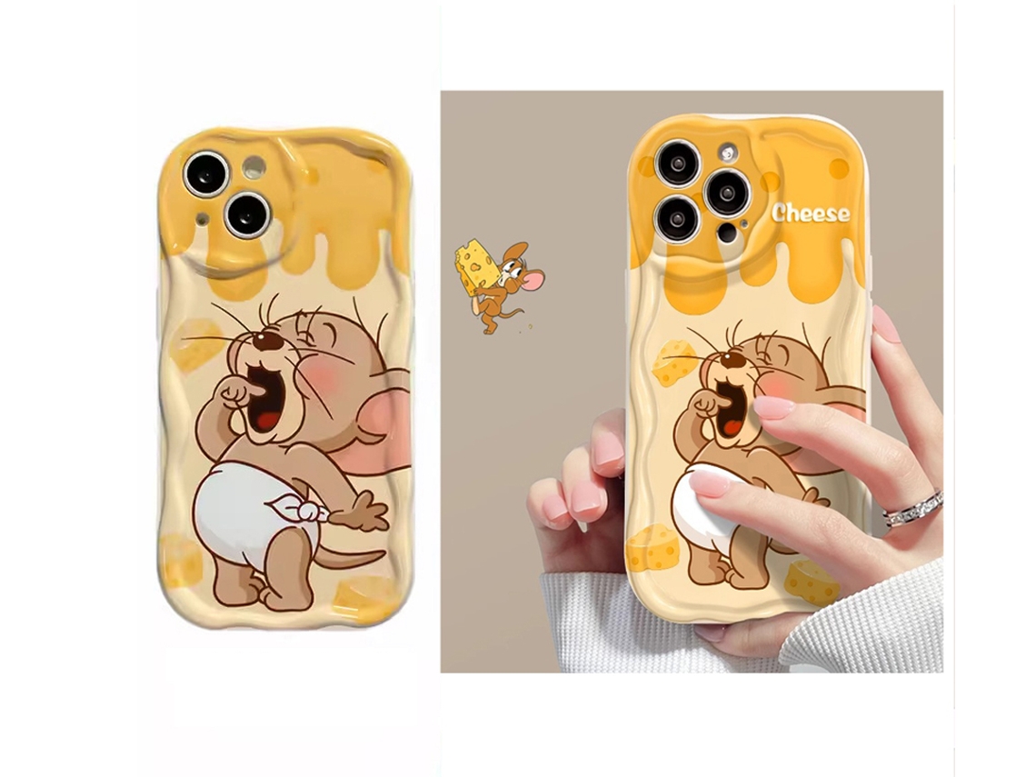 Capa Design Jerry Cartoon Para Iphone 16 Pro Pele Sintética Amarelo