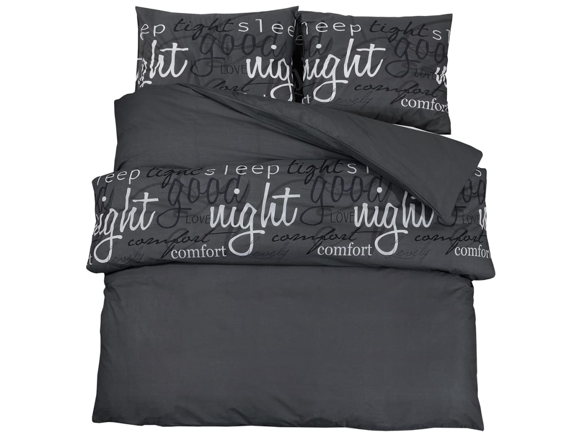 Duvet Cover Set, Duvet Cover Sets Vidaxl Preto Algodão (260 X 220 Cm + 50 X 75 Cm)