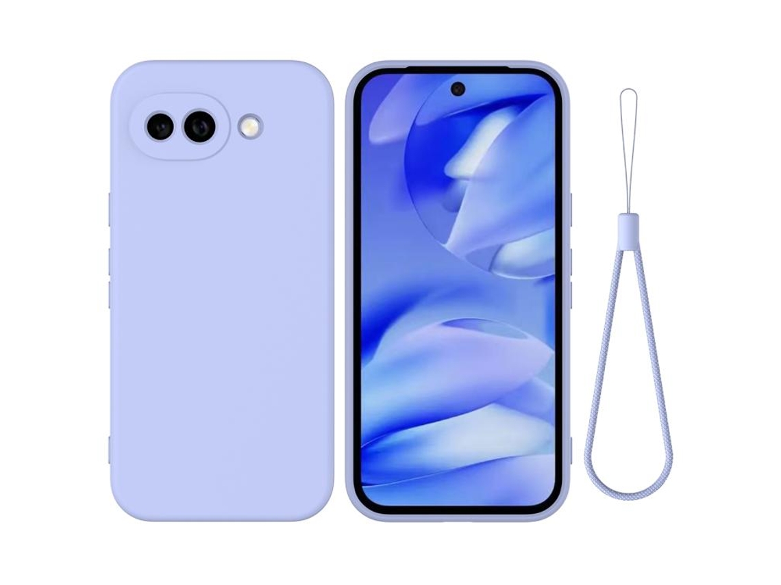 Capa Para Google Pixel 10a, Silicone De Cor Sólida Com Cordão, Roxa. Gertiz
