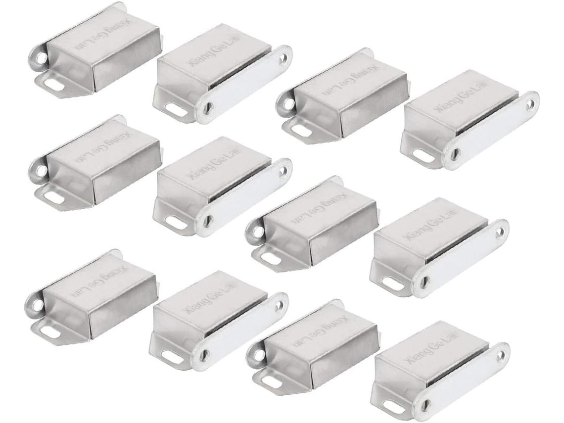 Novo Lon0167 12 Peças Aço Inoxidável Com Trava Magnética Porta De Armário, Confiável E Eficaz, Guarda Roupa Id