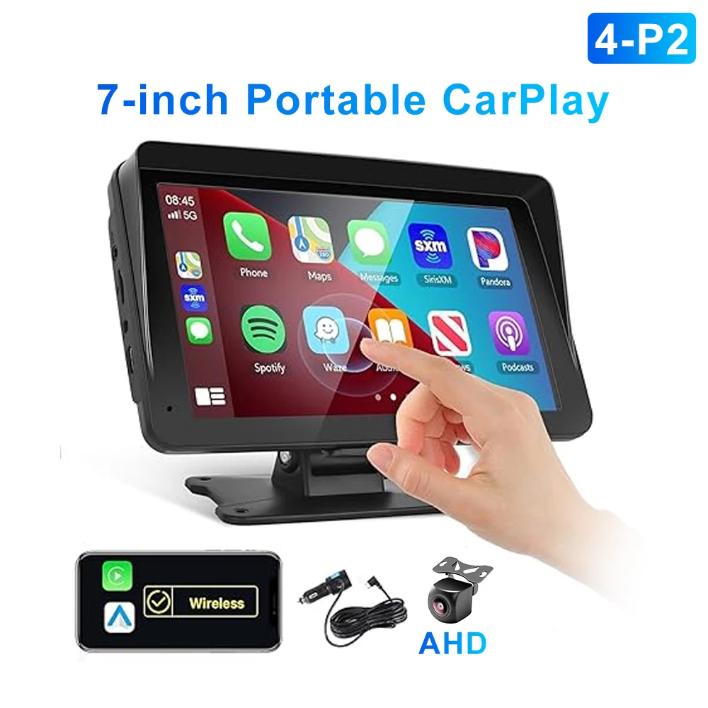 (pad-ahd) Sistema Multimídia Portátil Sem Fio Carplay Para Carro, Tela Ips De 7 A 9 Polegadas, Bluetooth