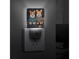 Luminária Noturna De Cachorro Corgi, Luminária De Parede Led Com Sensor Crepuscular, Luminária Decorativa De Tomada