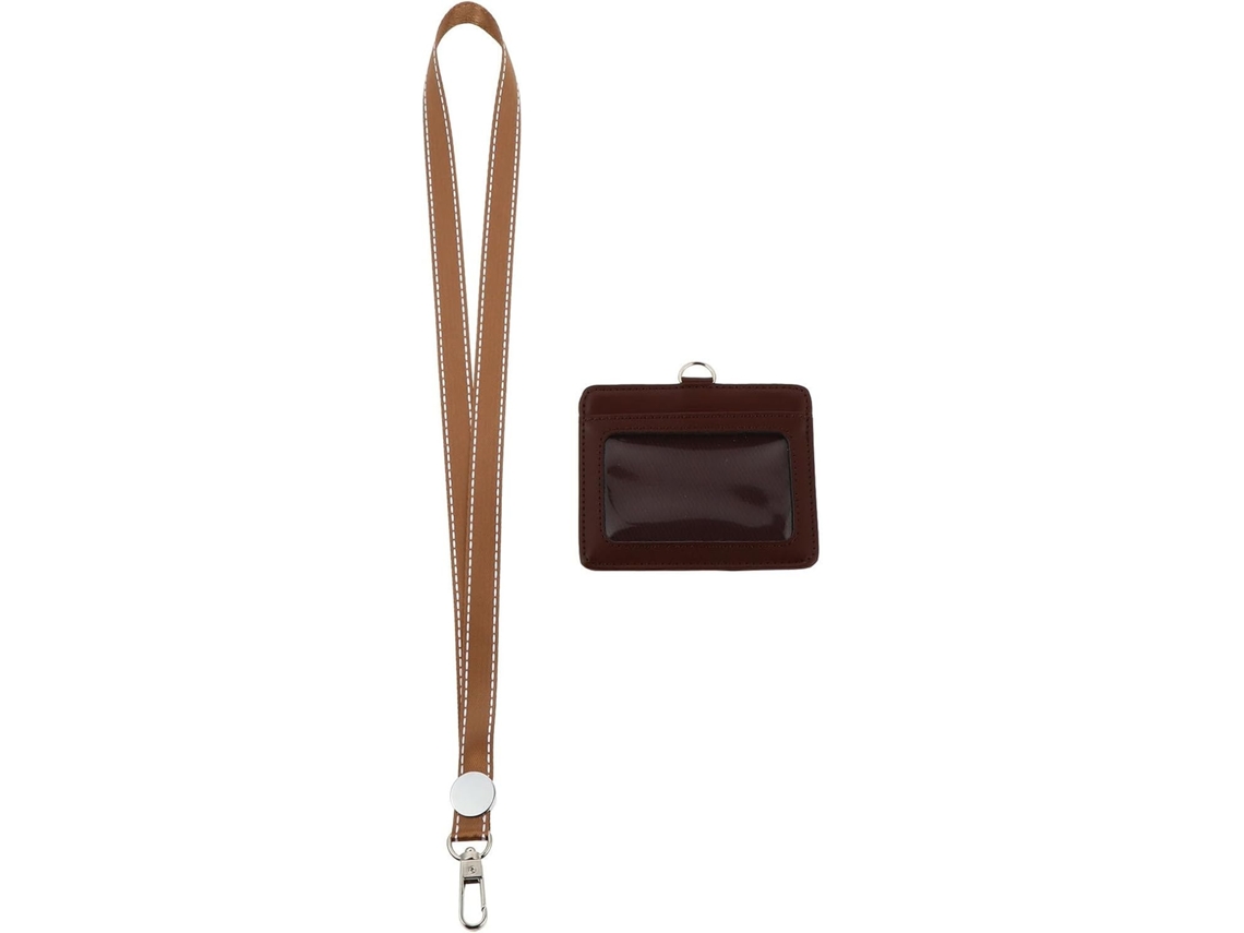 Lurelia Porta-crachá Com Cordão Em Metal E Couro Dourado