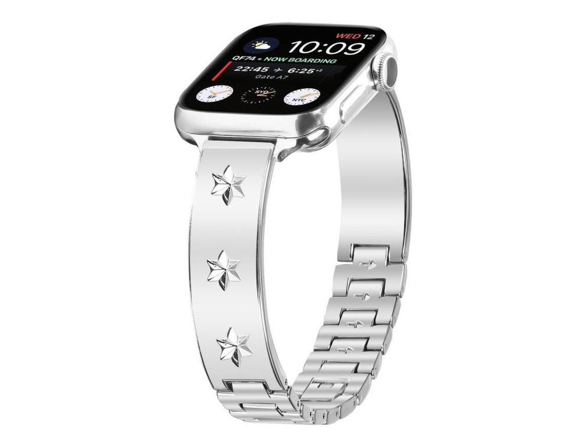 Bracelete para Apple Watch 42/41/40/38mm Metal com Pétalas de Floco de Neve Prateada XIAOMOYU