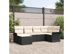 Vidaxl Conjunto De Sofá De Jardim 6 Unid. Preto Vime Pe